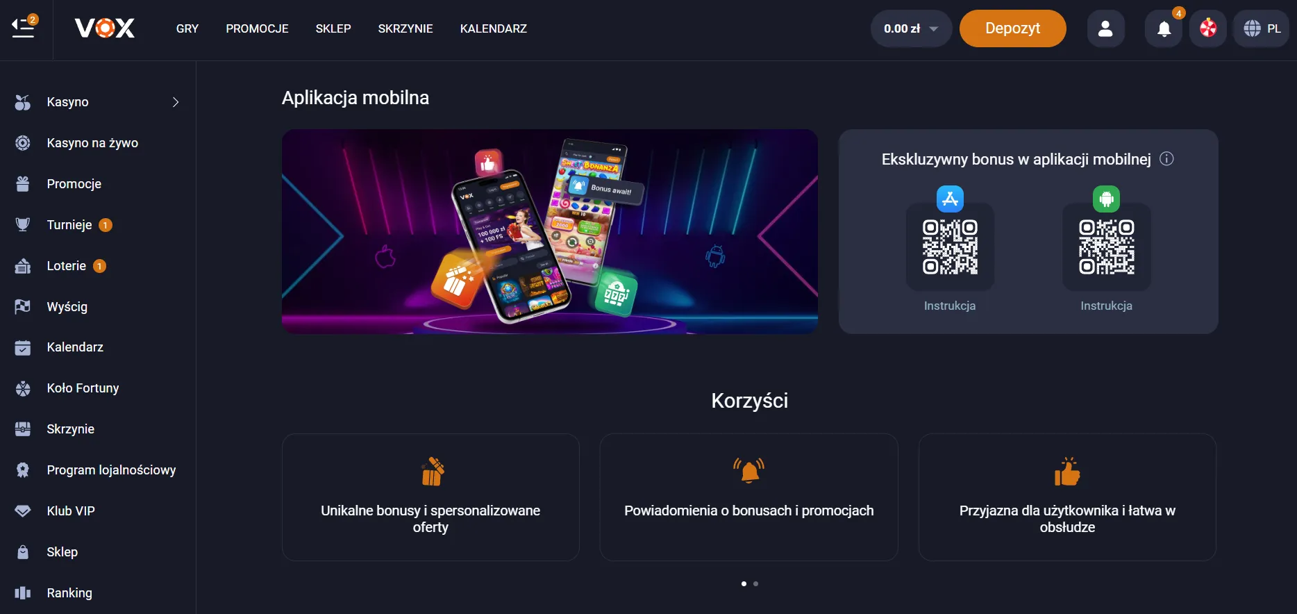 Aplikacja mobilna Vox Casino – graj z telefonu w każdej chwili